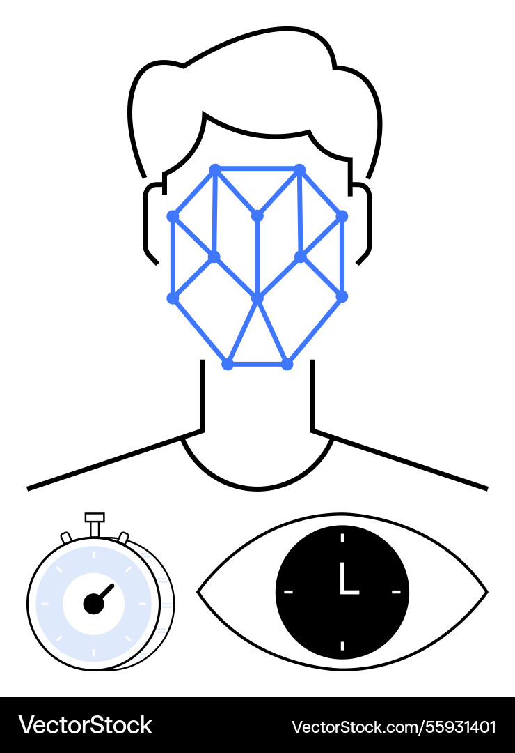 Facial recognition with time-analysis represented vector image