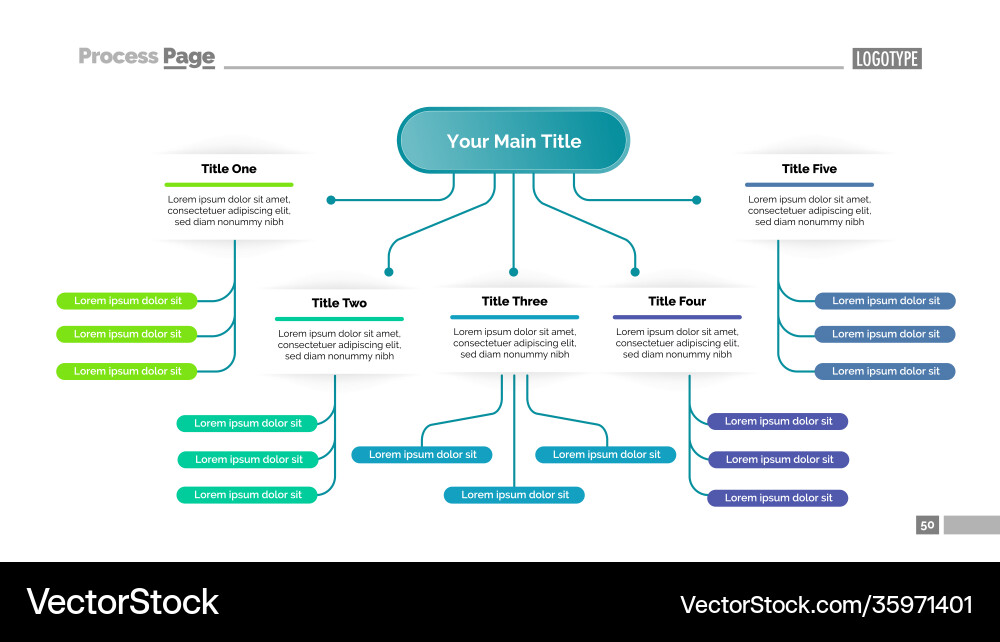 Five Element Tree Chart Template vector image