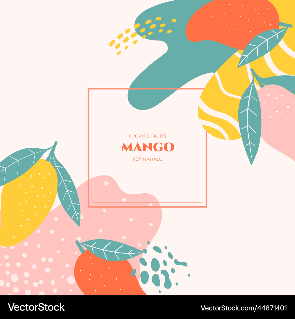 Frame with doodle mango and abstract elements vector image