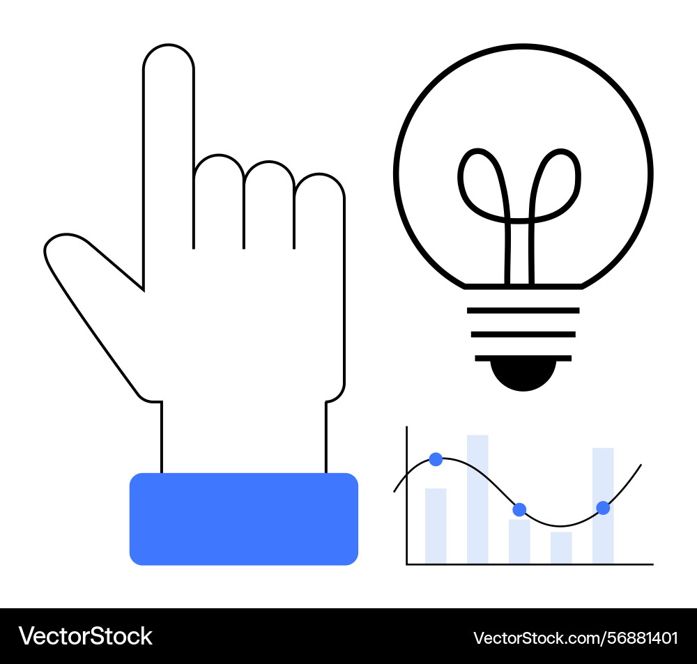 Hand gesture light bulb and graph representing vector image