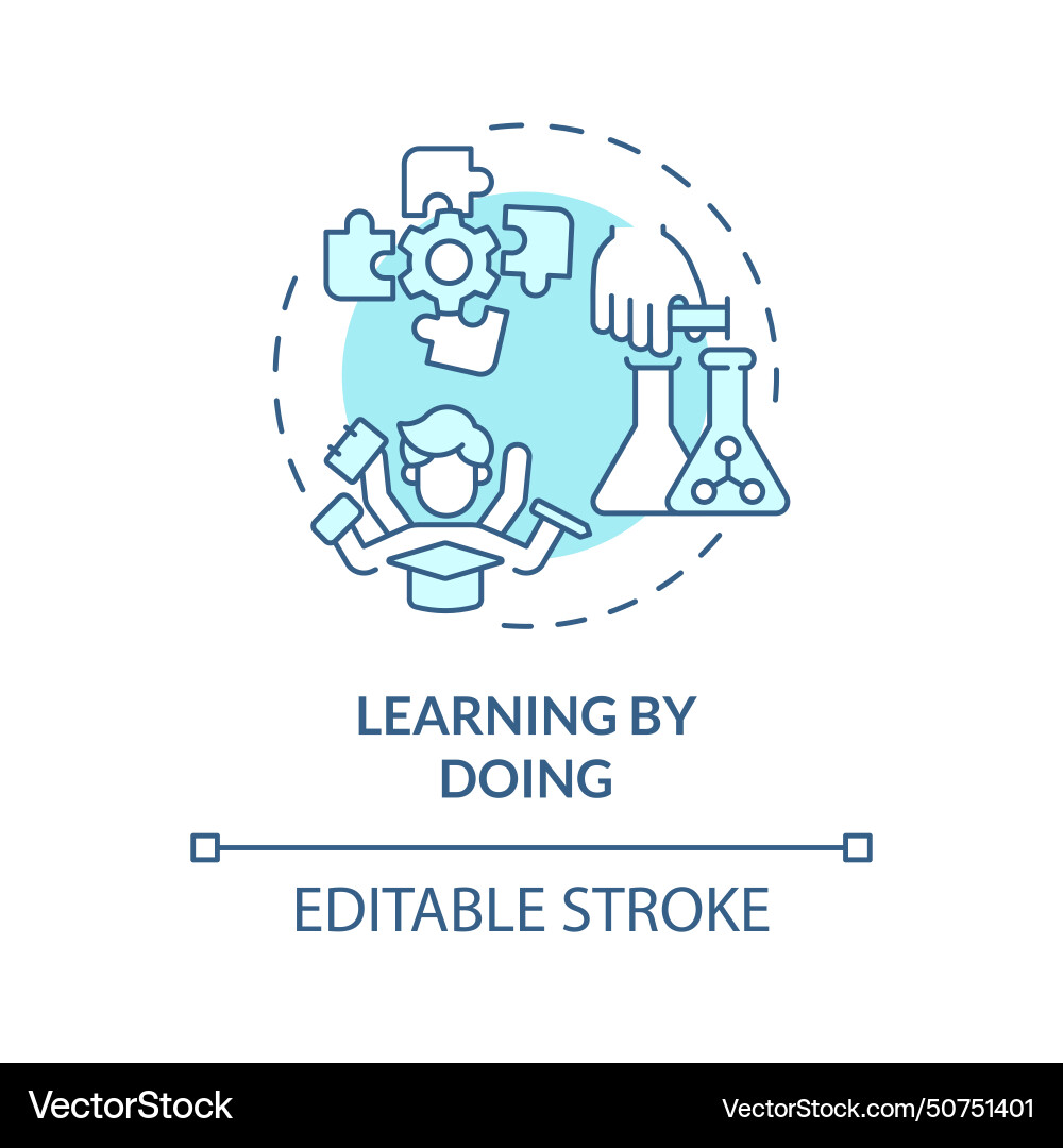 Learning by doing soft blue concept icon Vector Image