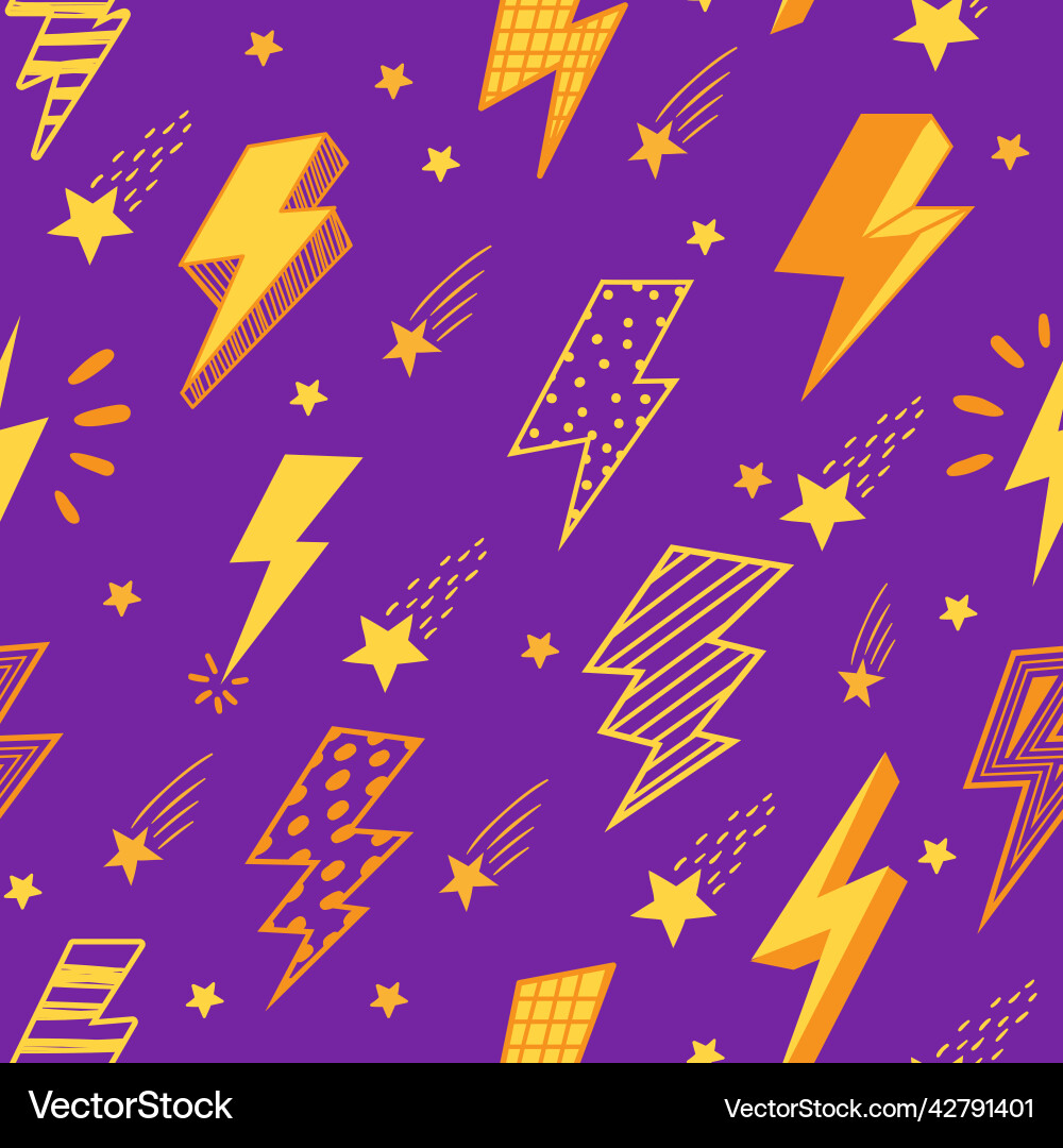 Lightning pattern seamless print with cartoon Lightning pattern seamless print with cartoon vector image