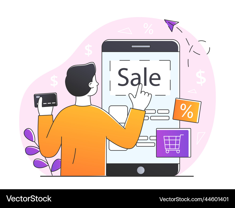 Man using online terminal Man using online terminal vector image