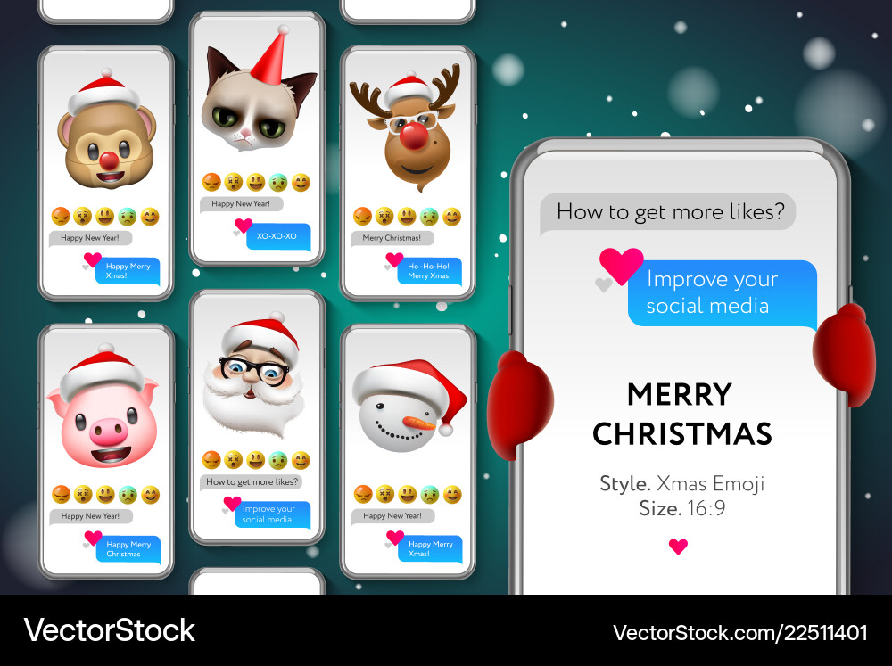 Merry christmas stories template with xmas vector image