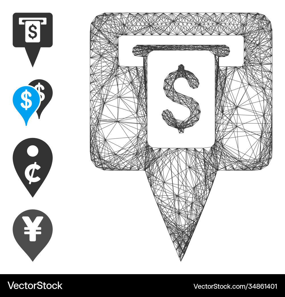 Network cash machine map pointer mesh Network cash machine map pointer mesh vector image