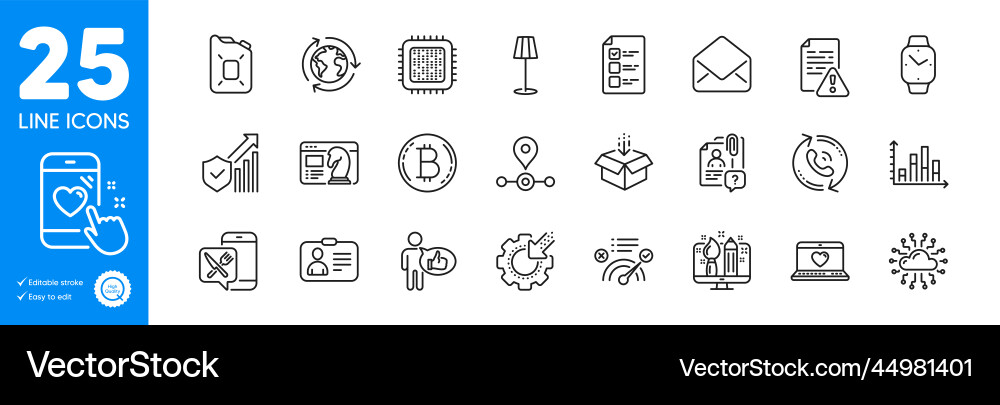 Outline icons set search employee security Outline icons set search employee security vector image