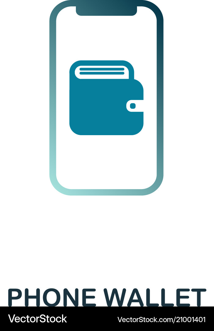 Phone Wallet Icon - Flat Style Royalty Free Vector Image