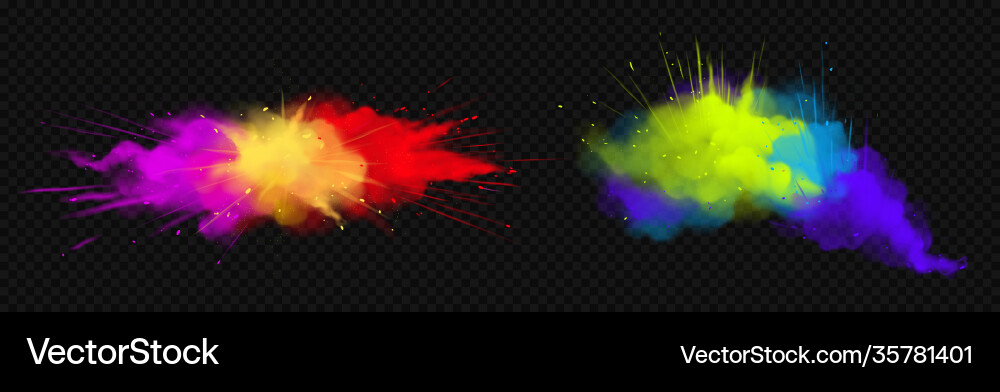 Powder holi paints colorful clouds or explosions Powder holi paints colorful clouds or explosions vector image