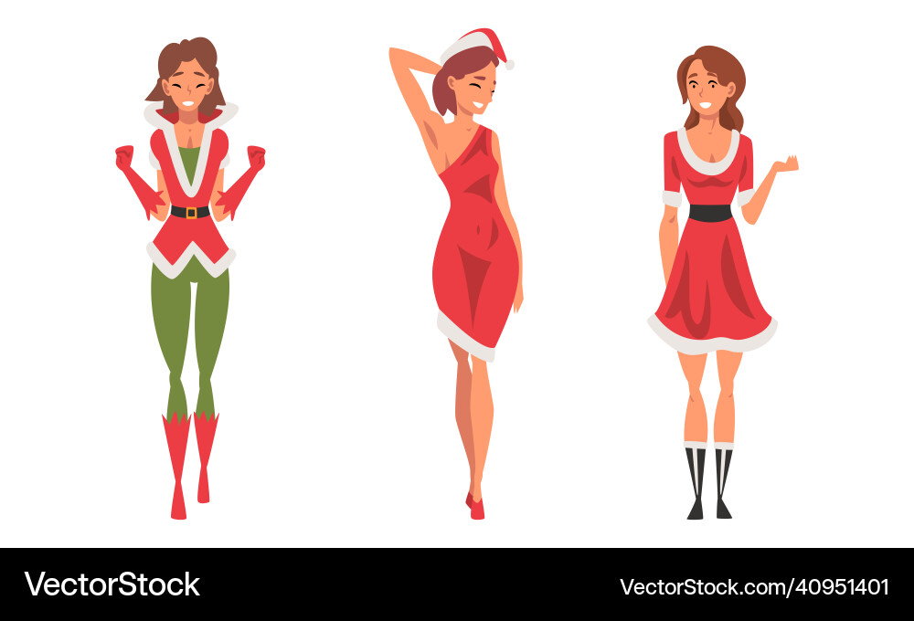 Pretty woman wearing red santa claus costume Pretty woman wearing red santa claus costume vector image