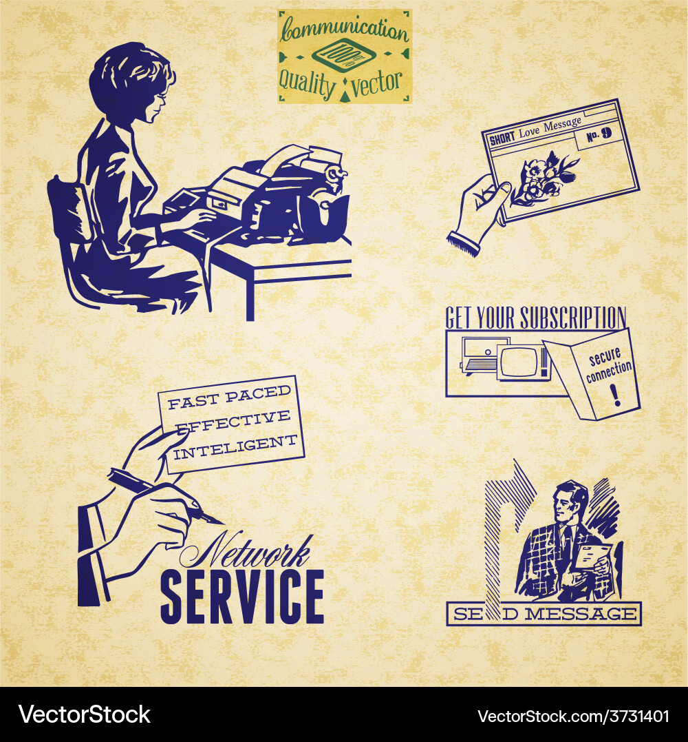 Retro Communication & Message Set vector image