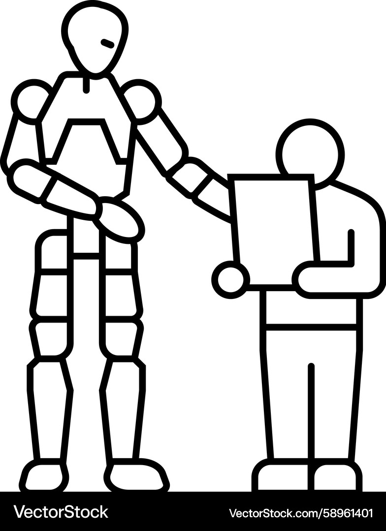 Robot Child Interaction Social Robotics Vector Image