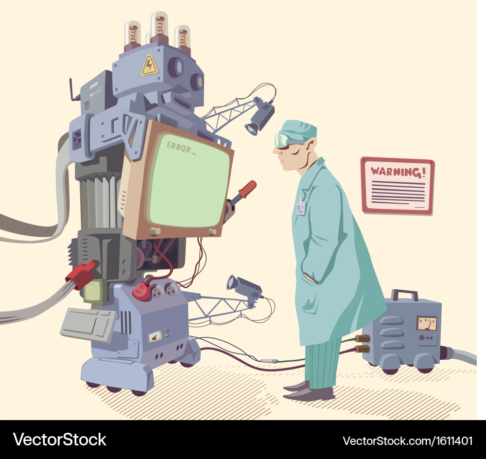 Robot System Error - Scientist Observation vector image