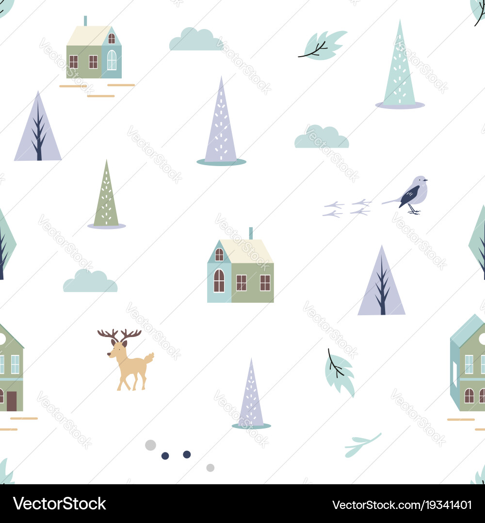 Scandinavian pattern with different elements Vector Image