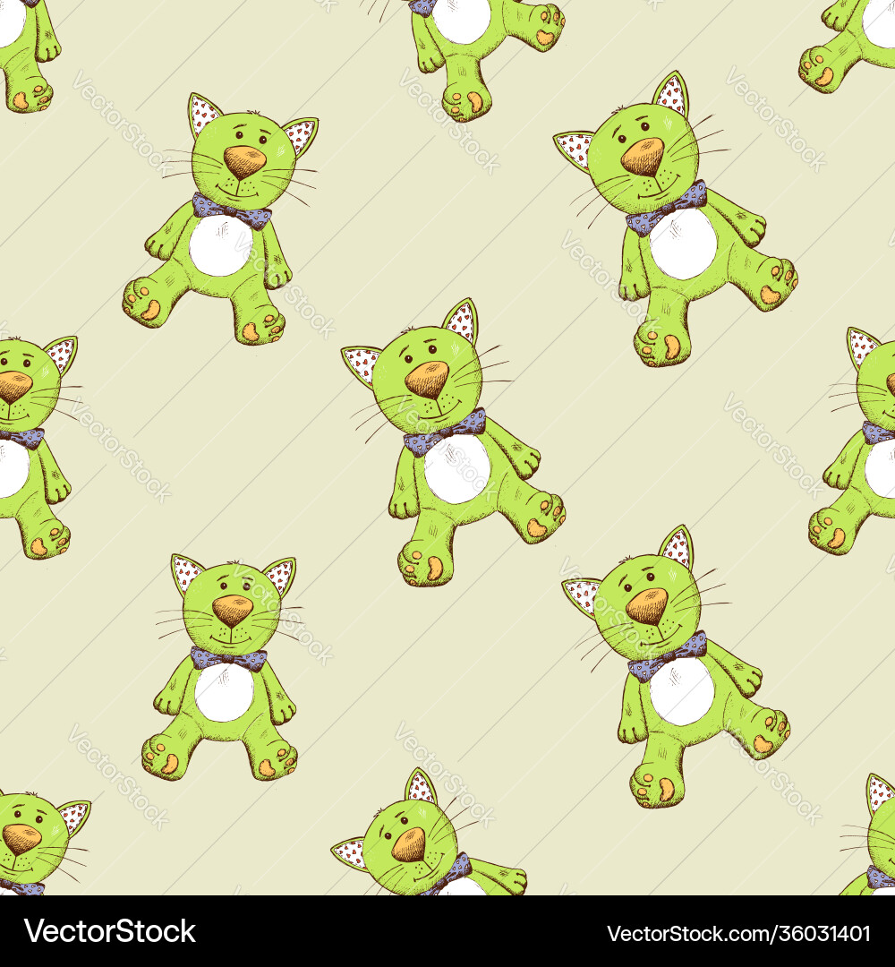 Seamless pattern with green cat Seamless pattern with green cat Vector Image