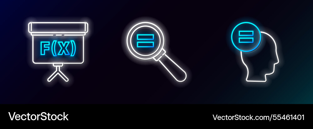 Set line calculation chalkboard and icon glowing Vector Image