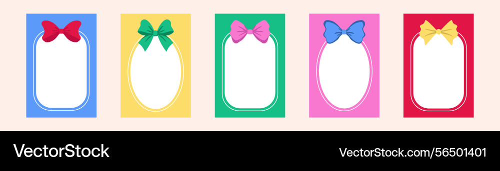 Set of bright frames with bows and space for text Vector Image