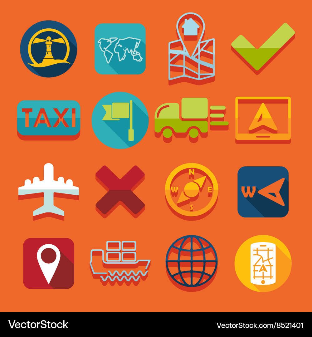 Set of navigation icons vector image