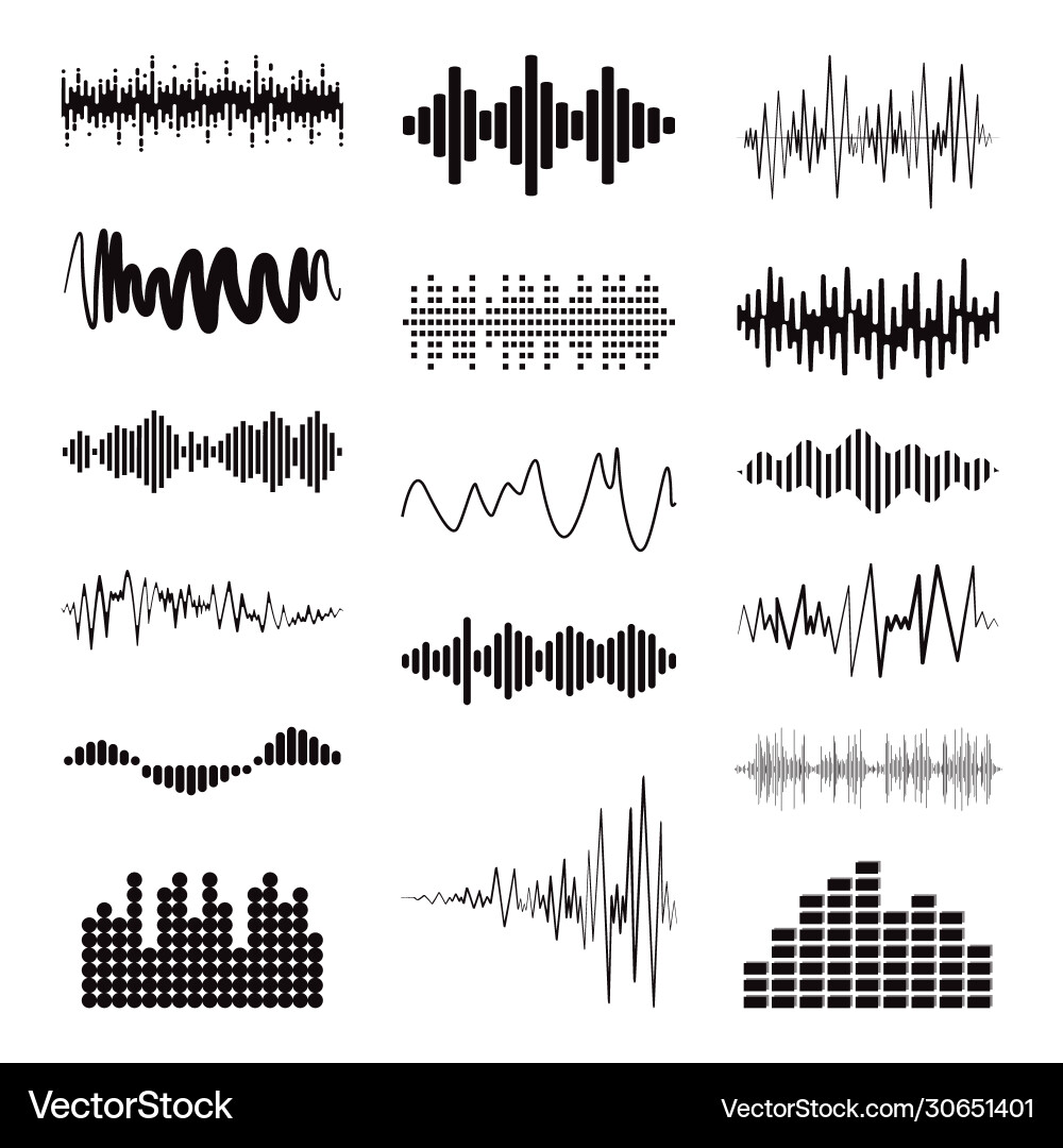 Sound Wave Collection - Audio Elements vector image