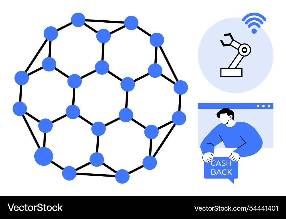 Technological network with industrial automation Vector Image