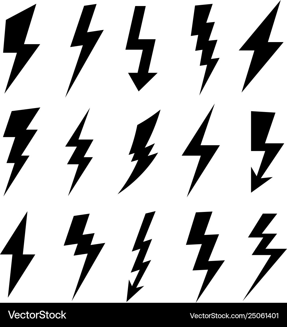 Thunderbolt Lightning Icon Set Vector Image