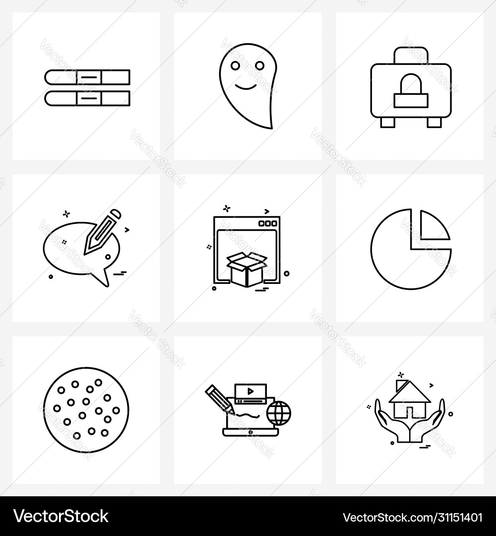 Ui set 9 basic line icons website box Vector Image