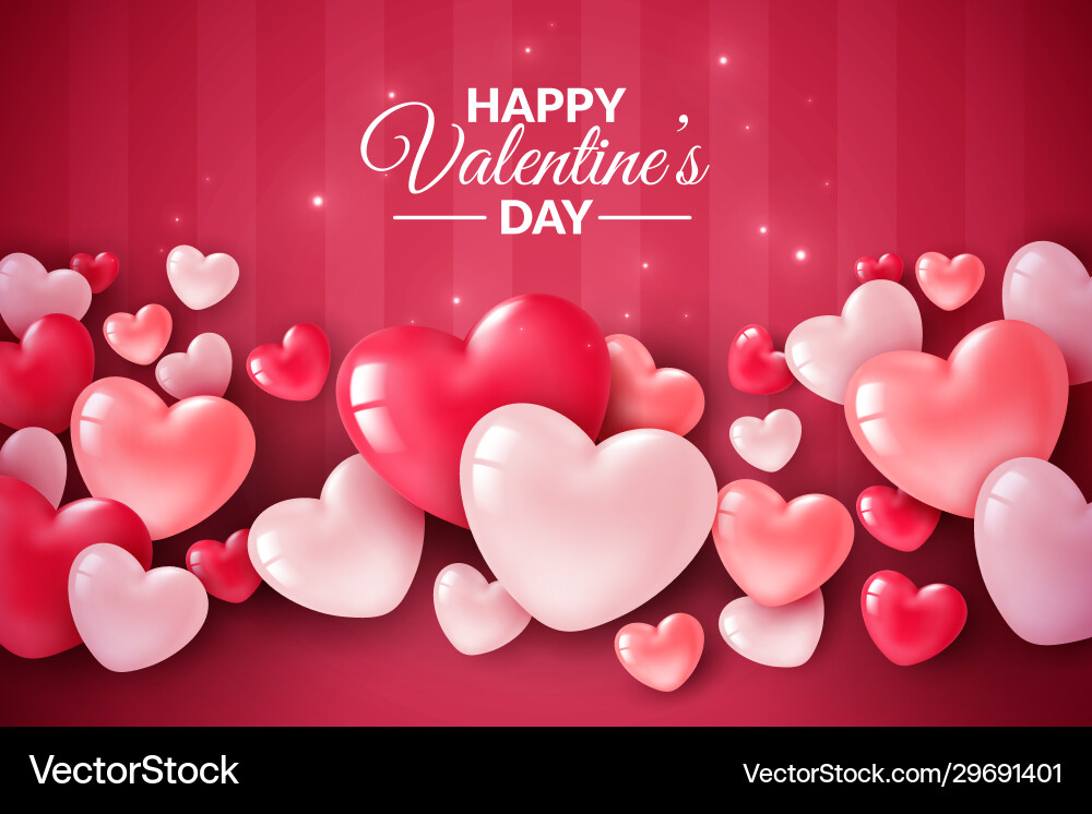 Valentinstag 3d Herzen niedlich Liebe Banner Valentinstag 3d Herzen niedlich Liebe Banner vektorbild
