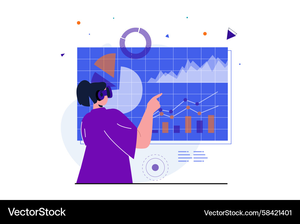VR Data Analysis Interface Vector Image