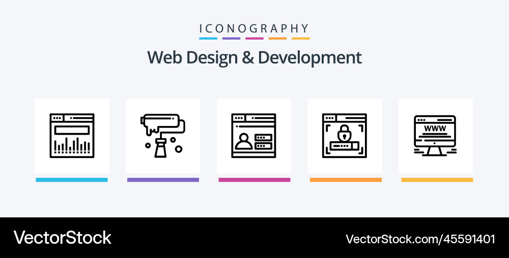 Web design and development line 5 icon pack Vector Image