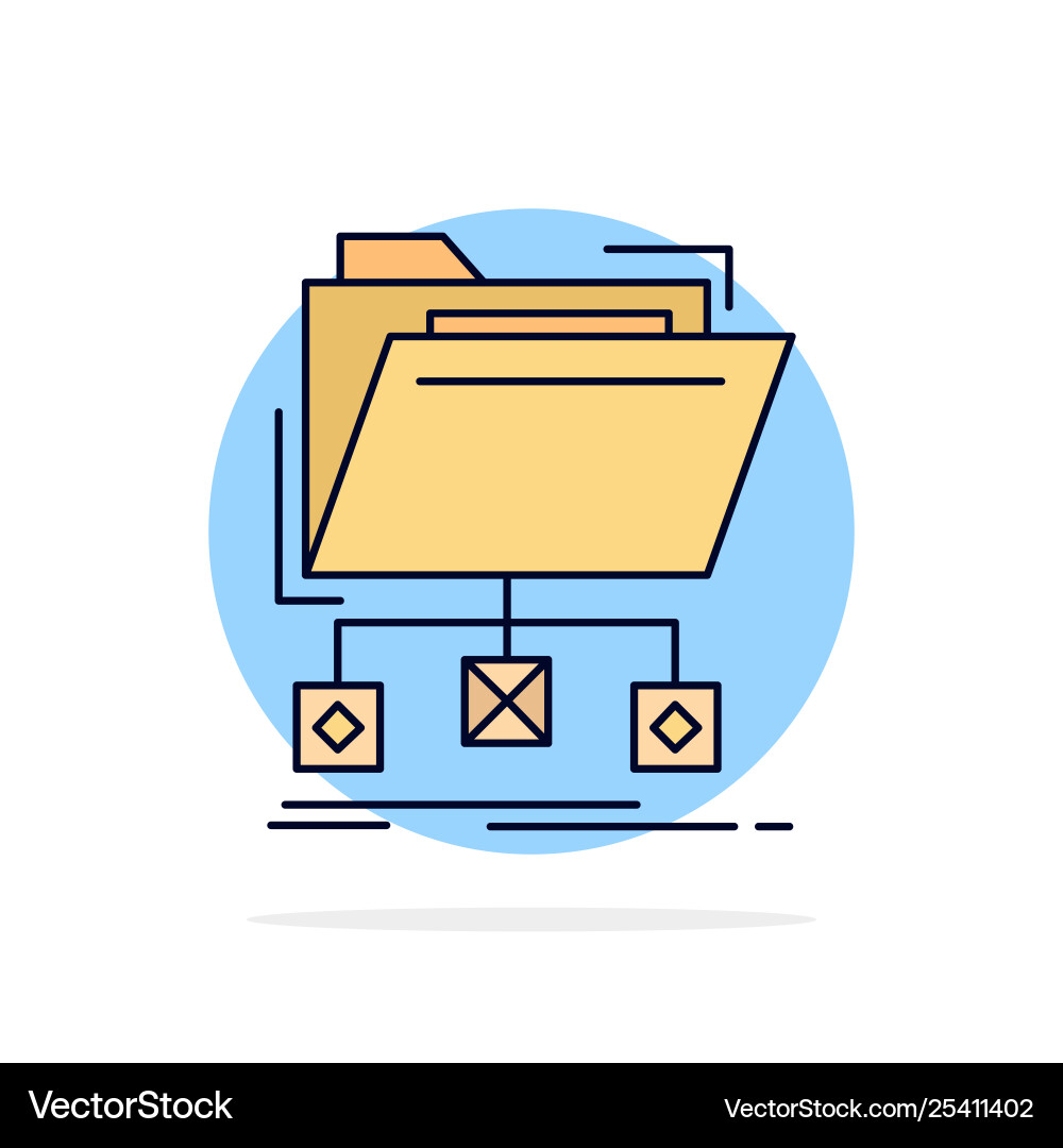 Backup data files folder network flat color icon Backup data files folder network flat color icon vector image