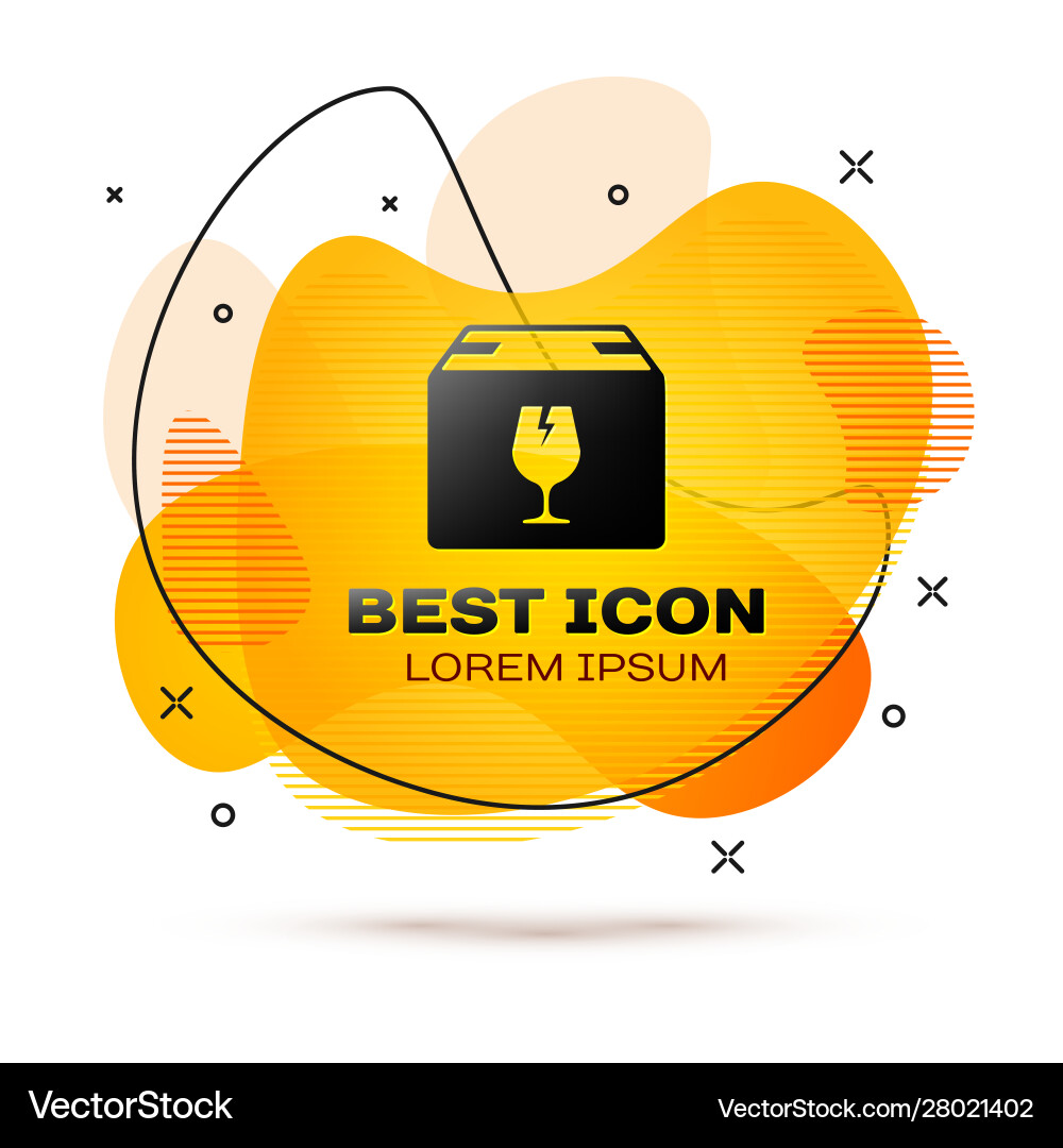 Black delivery package box with fragile content Vector Image