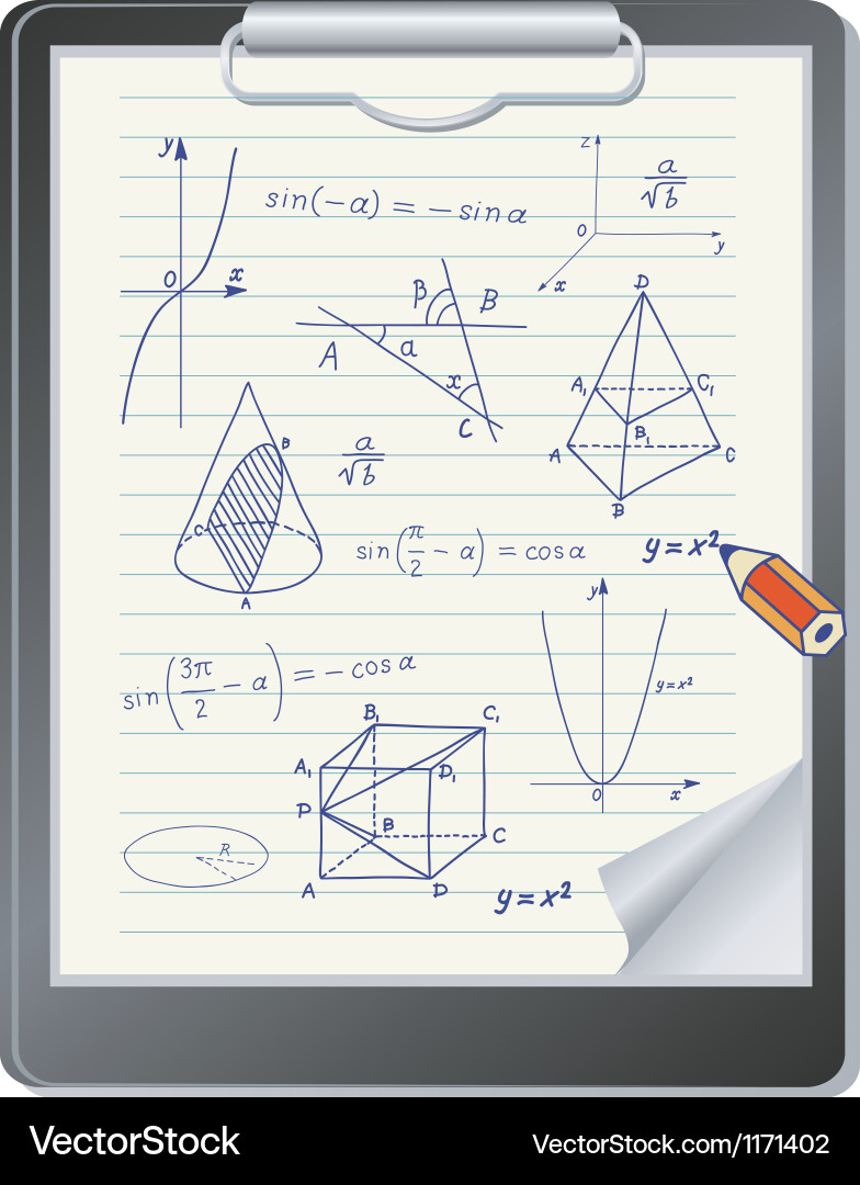 Clipboard with mathematics sketches vector image