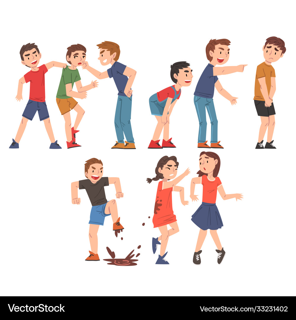 Conflicts between children set violent behavior Conflicts between children set violent behavior vector image