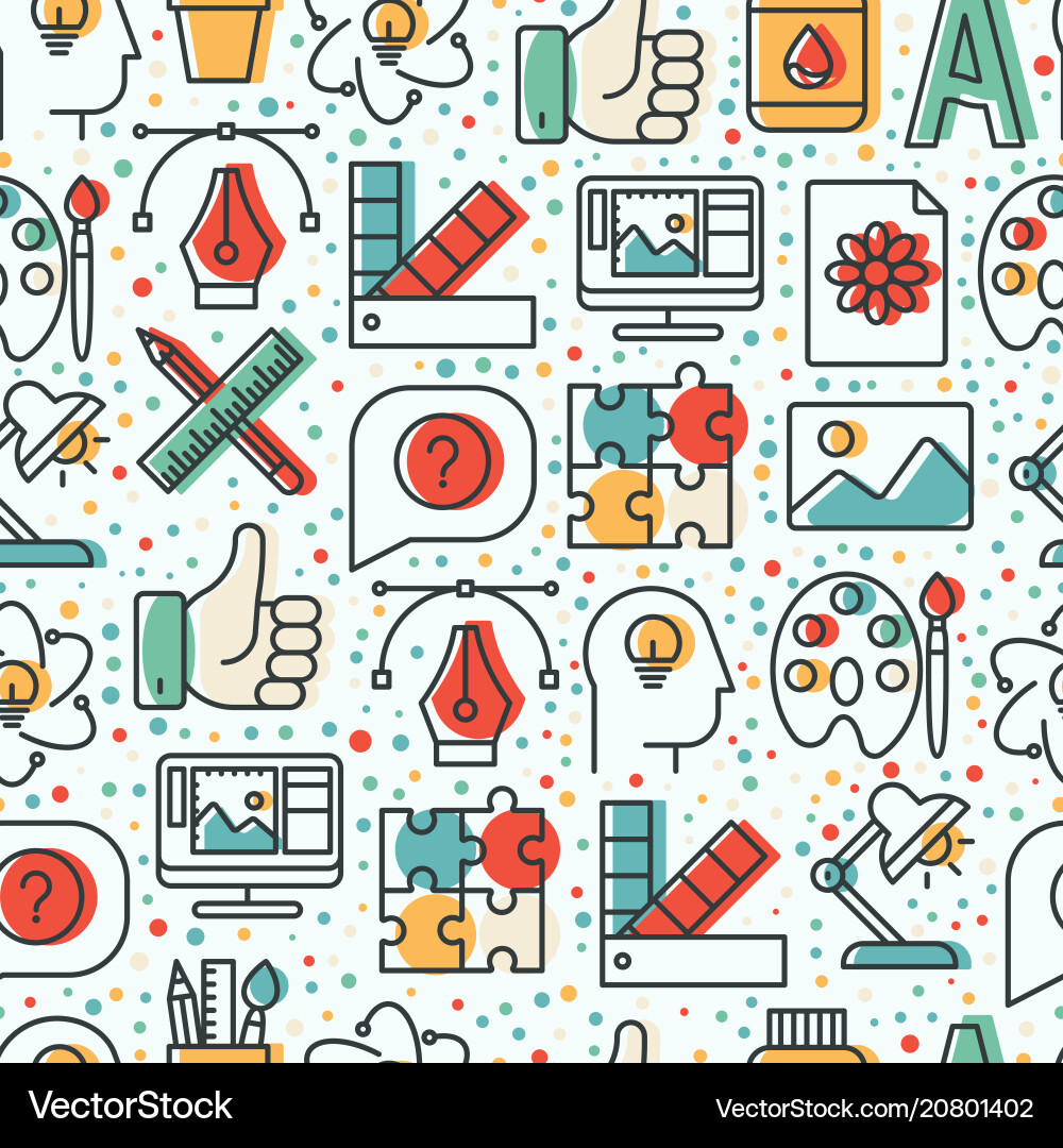Creative seamless pattern with thin line icons Creative seamless pattern with thin line icons vector image