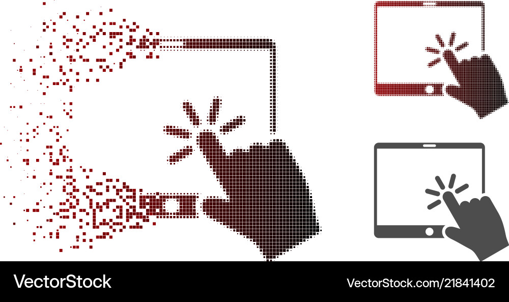 Decomposed pixel halftone click mobile tablet icon Decomposed pixel halftone click mobile tablet icon vector image