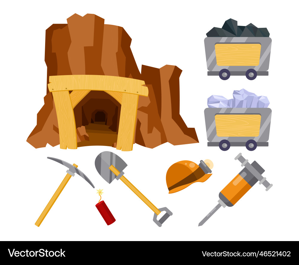 Different mining elements set Different mining elements set vector image