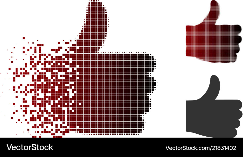 Dissipated dotted Halftone Daumen oben Symbol Dissipated dotted Halftone Daumen oben Symbol Vektorbild
