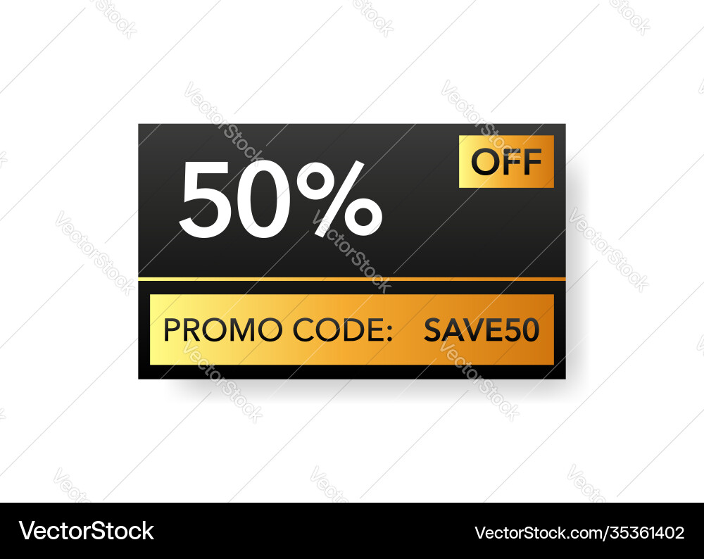 Gold promo code discount save money white Gold promo code discount save money white vector image