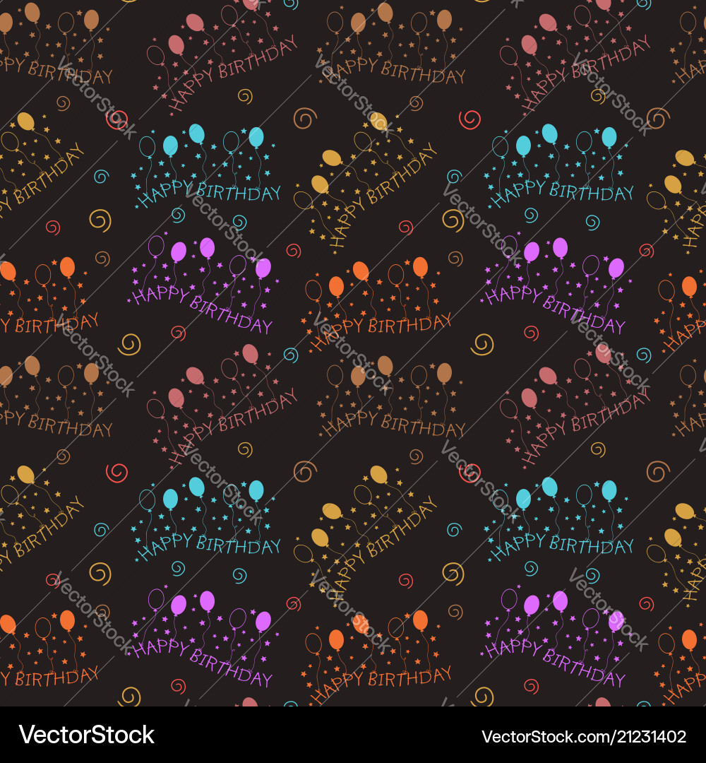 Happy birthday pattern background with dark color Happy birthday pattern background with dark color vector image