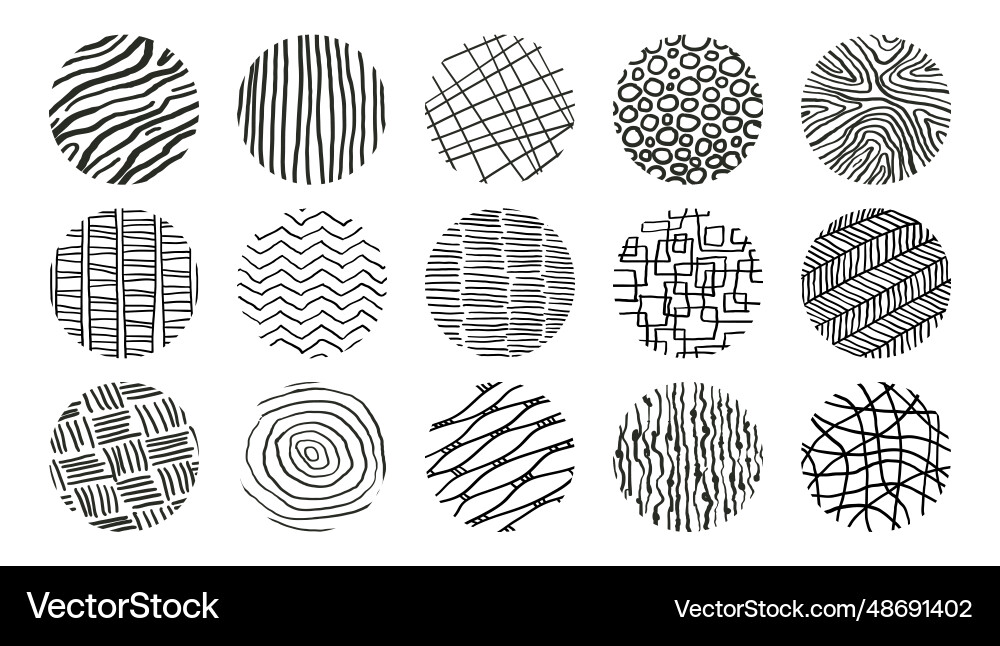 Line patterns abstract doodle icons curve black Line patterns abstract doodle icons curve black vector image