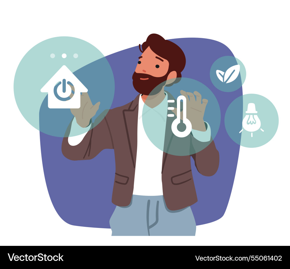 Man using iot equipment virtual panel with smart Man using iot equipment virtual panel with smart vector image