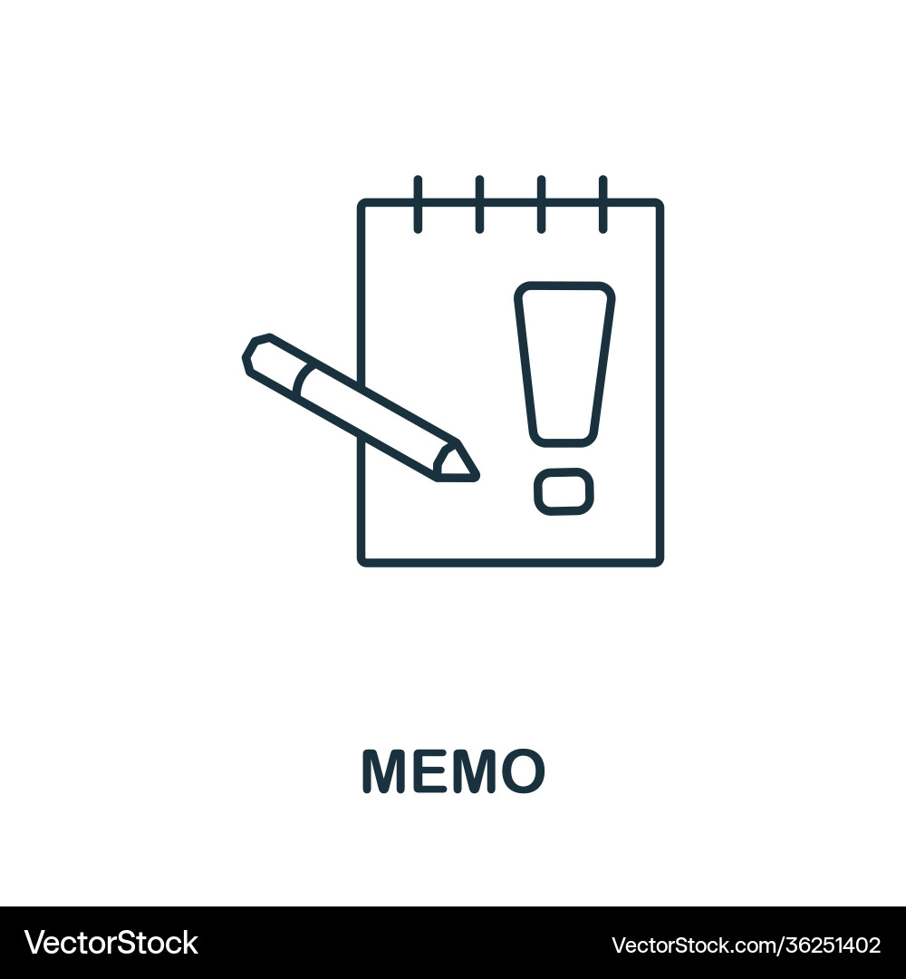 Memo icon from planing collection simple line vector image