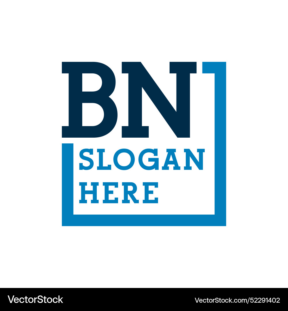 Minimal initials logo letters b and n bn initial Vector Image