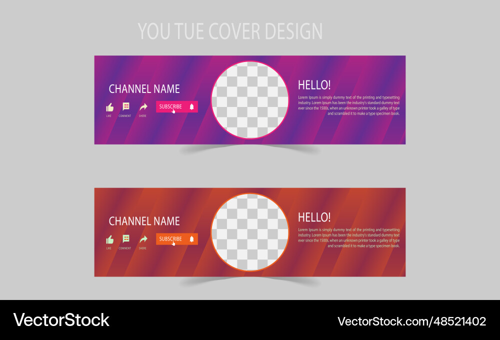 Modern youtube channel banner template design vector image