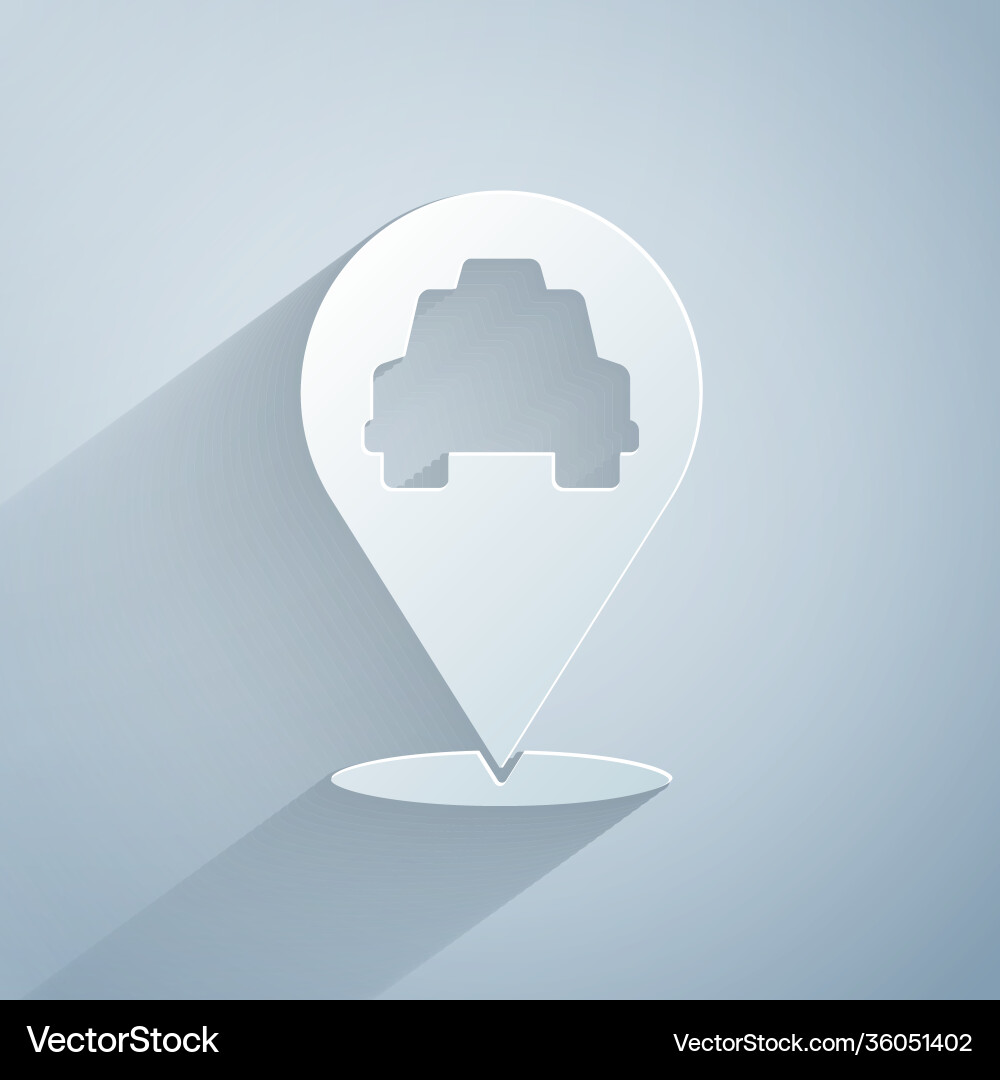 Paper cut map pointer with taxi icon isolated Paper cut map pointer with taxi icon isolated vector image