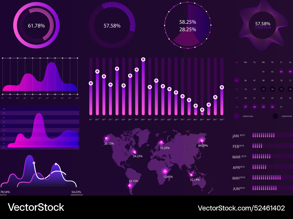 Professional dashboard element set Vector Image