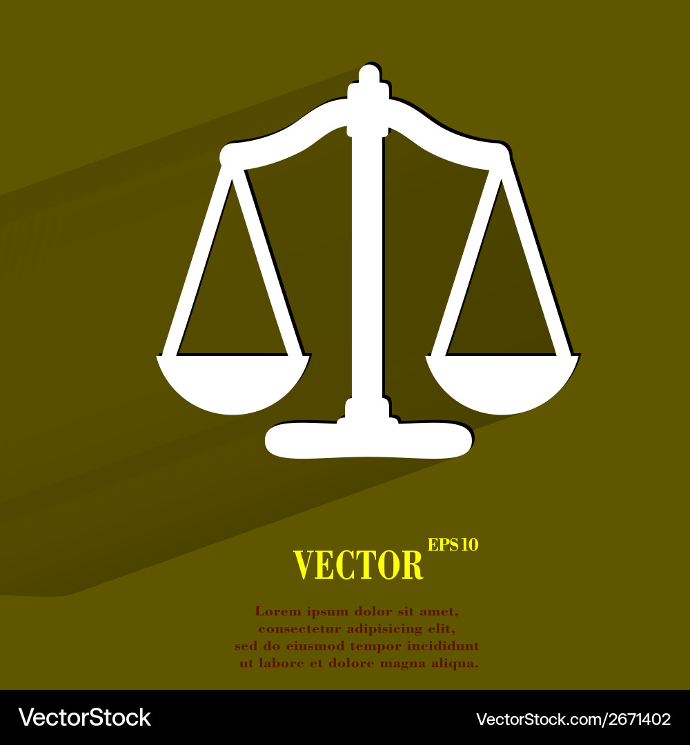 Scales balance flat modern web button with long vector image