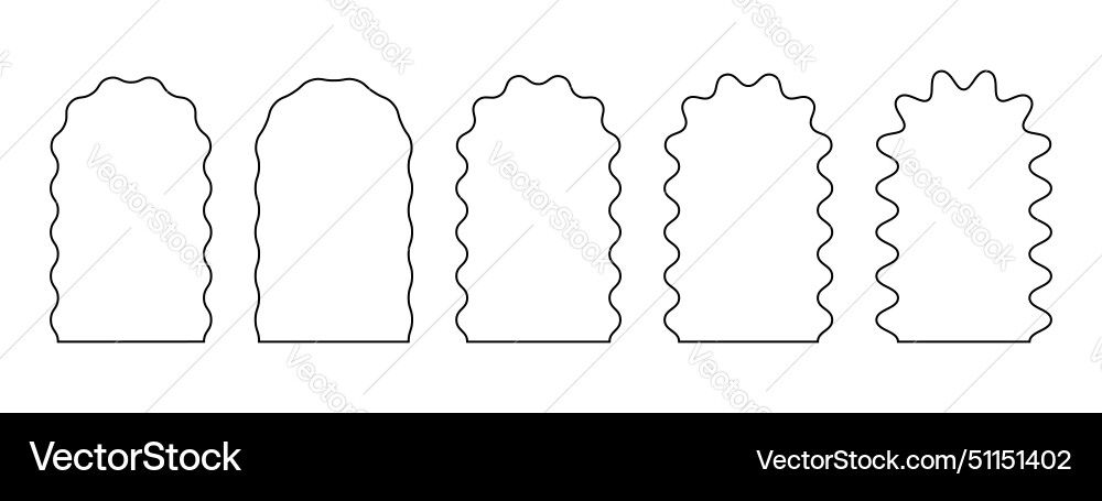 Set of arch frames with wavy edges archway shapes Set of arch frames with wavy edges archway shapes vector image