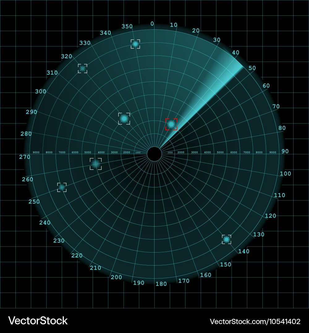 Sonar screen on grid vector image