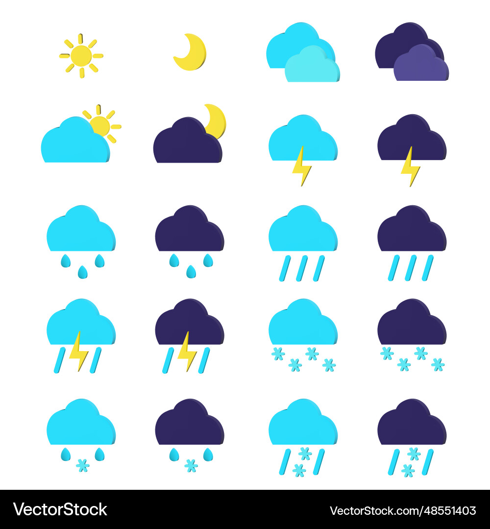 3d infographic weather icons for web application 3d infographic weather icons for web application Vector Image