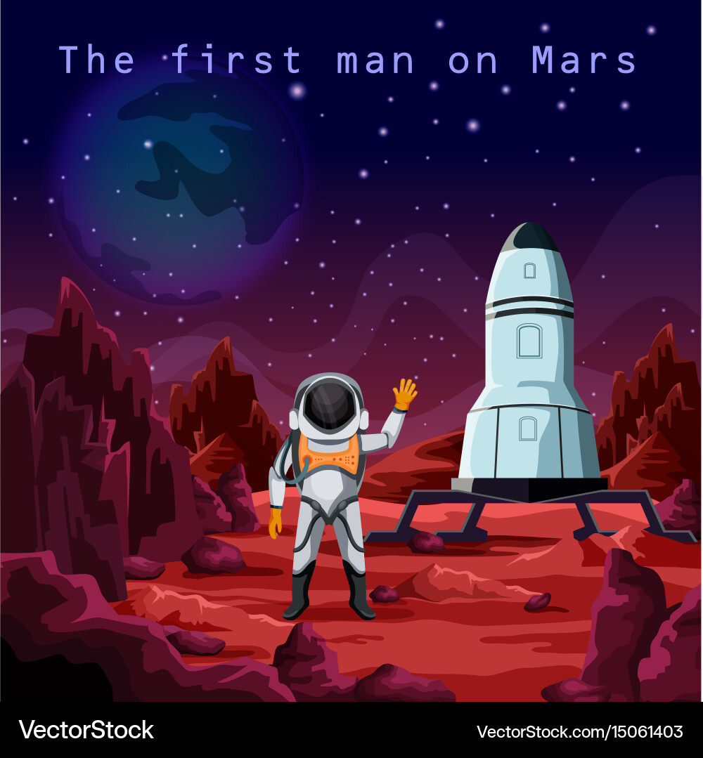 Astronaut Exploring Mars vector image